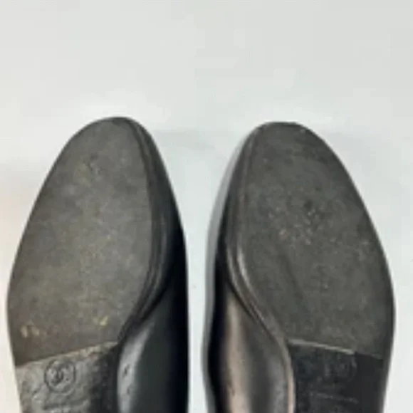 Chanel Black Leather CC Logo Shoes Slip on Loafers for Women 37 / US 7 - Picture 6 of 7
